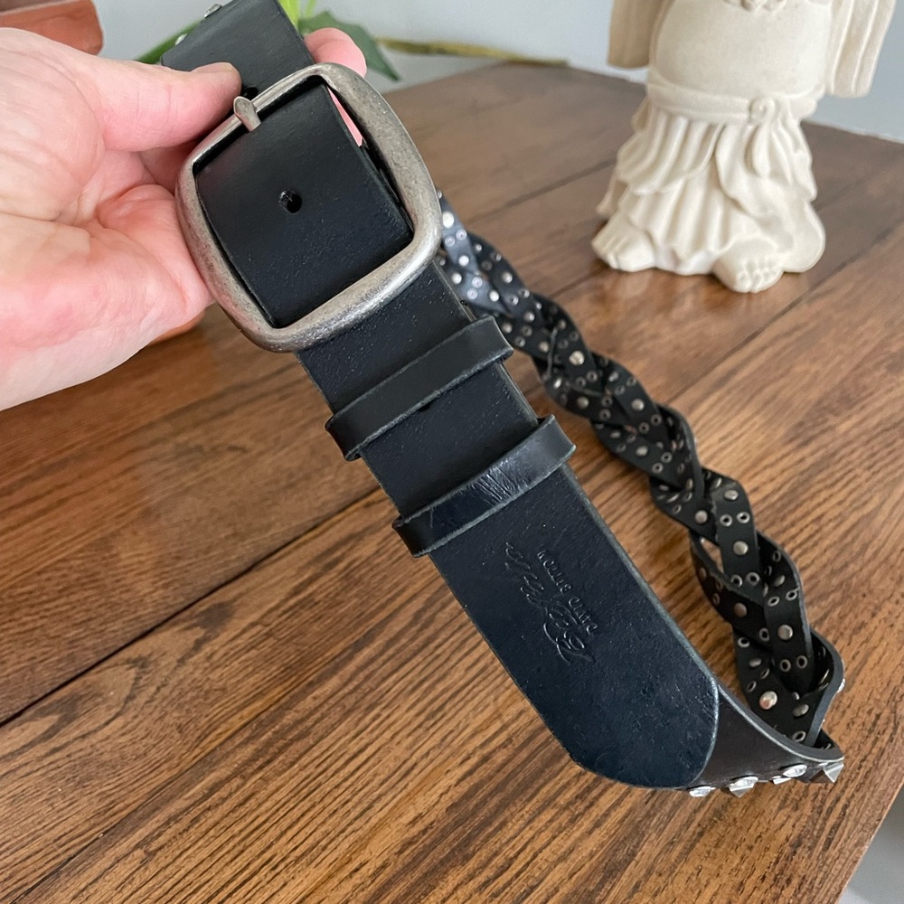 Buffalo studded leather belt